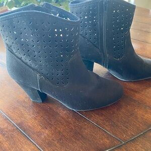 Cato Black Suede Ankle Boots
